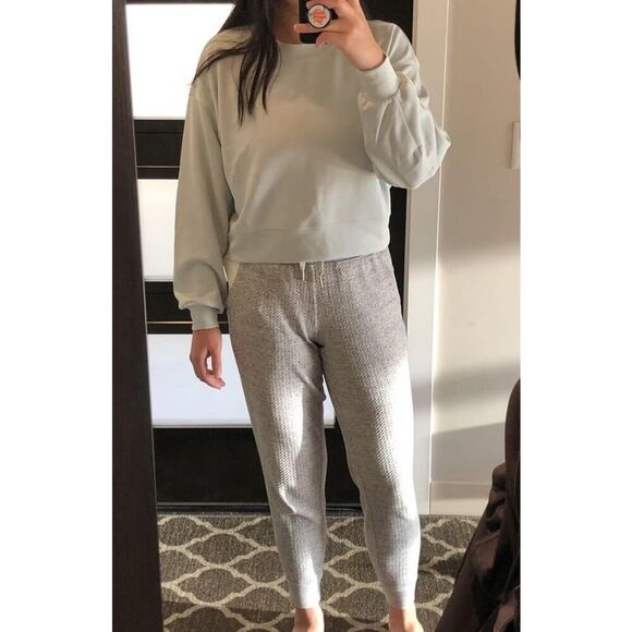 Lululemon Softstreme Perfectly Oversized Cropped Crew White Opal - Picture 2 of 9